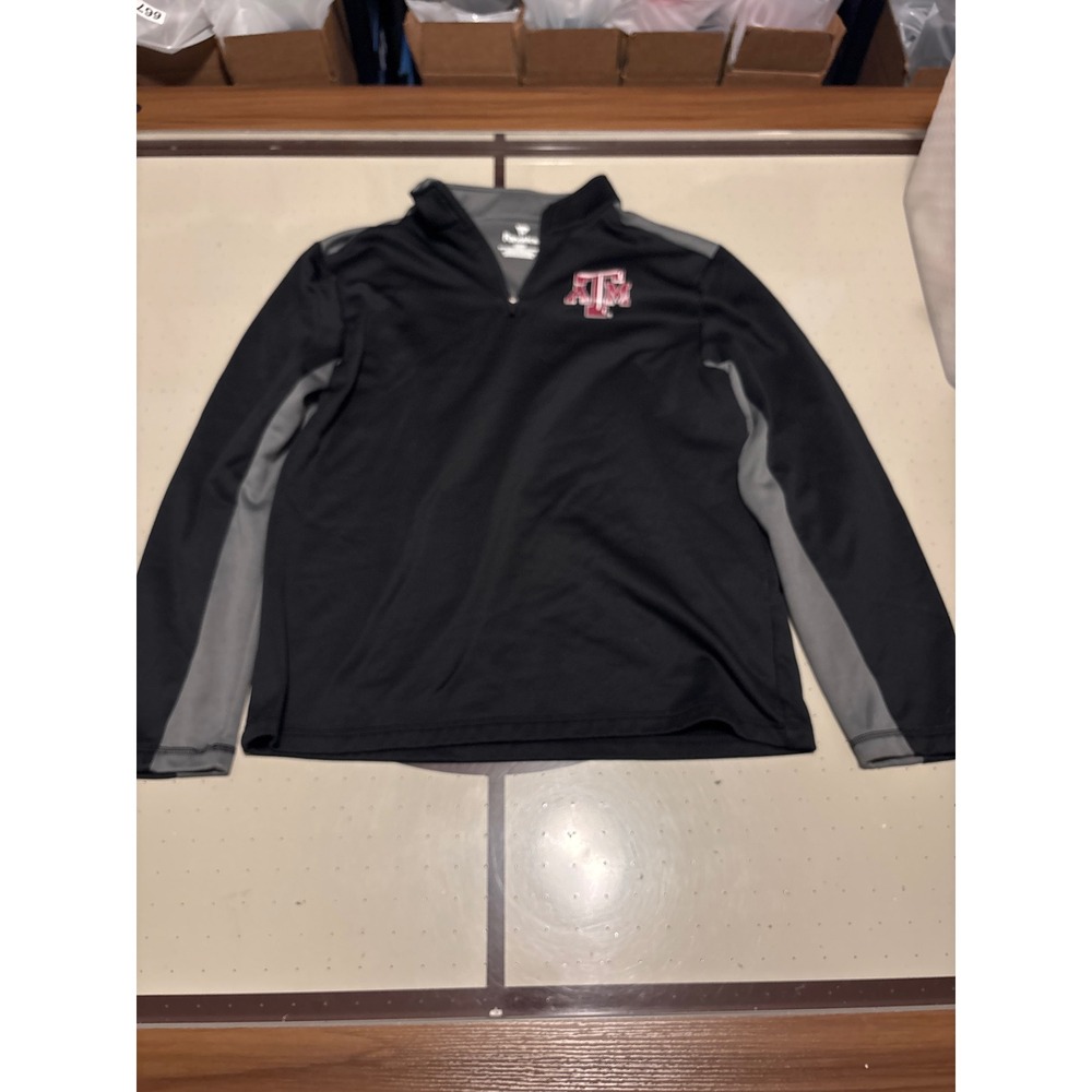 65 Fanatics Texas A&M Aggies Mens Large Black Gray Quarter Zip Pullover Jacket